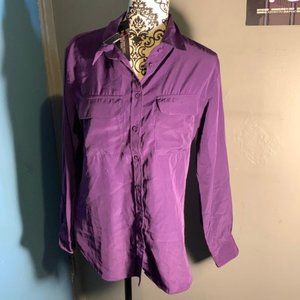 Womens purple button down blouse